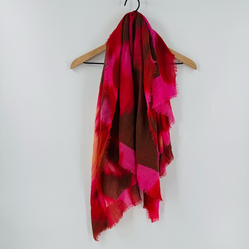 CLEARANCE Nordstrom NWT Pink Brown‎ Pink Rose Artistic Spots Scarf Tissue Weight - Picture 8 of 8
